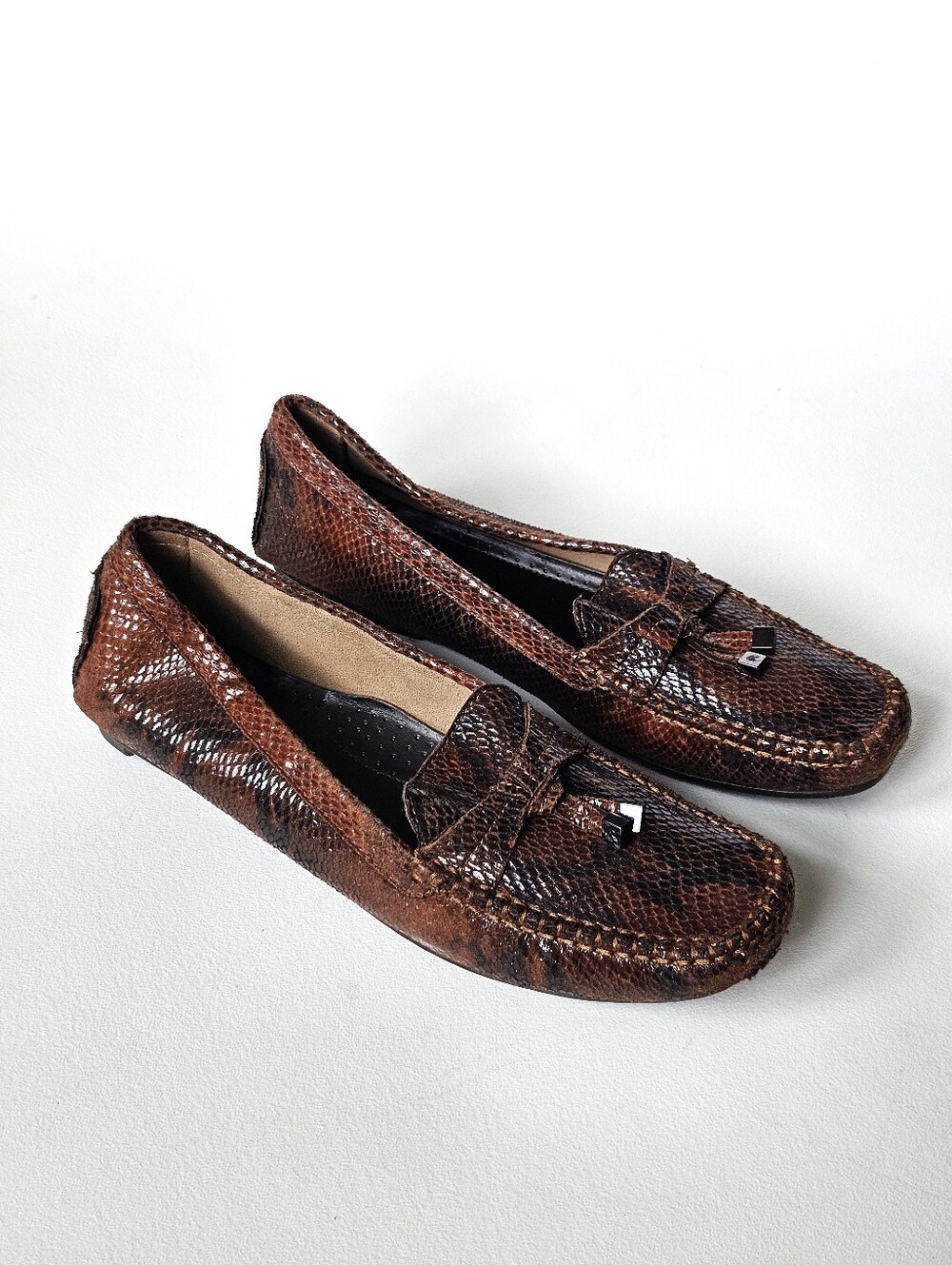 St. John's Bay Outfitters Brown Snakeskin Print Leather Tassel Driving Loafers